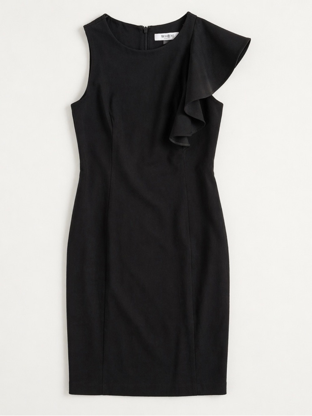 NWT!! White House Black Market Black One-Shoulder Ruffle Sheath Dress